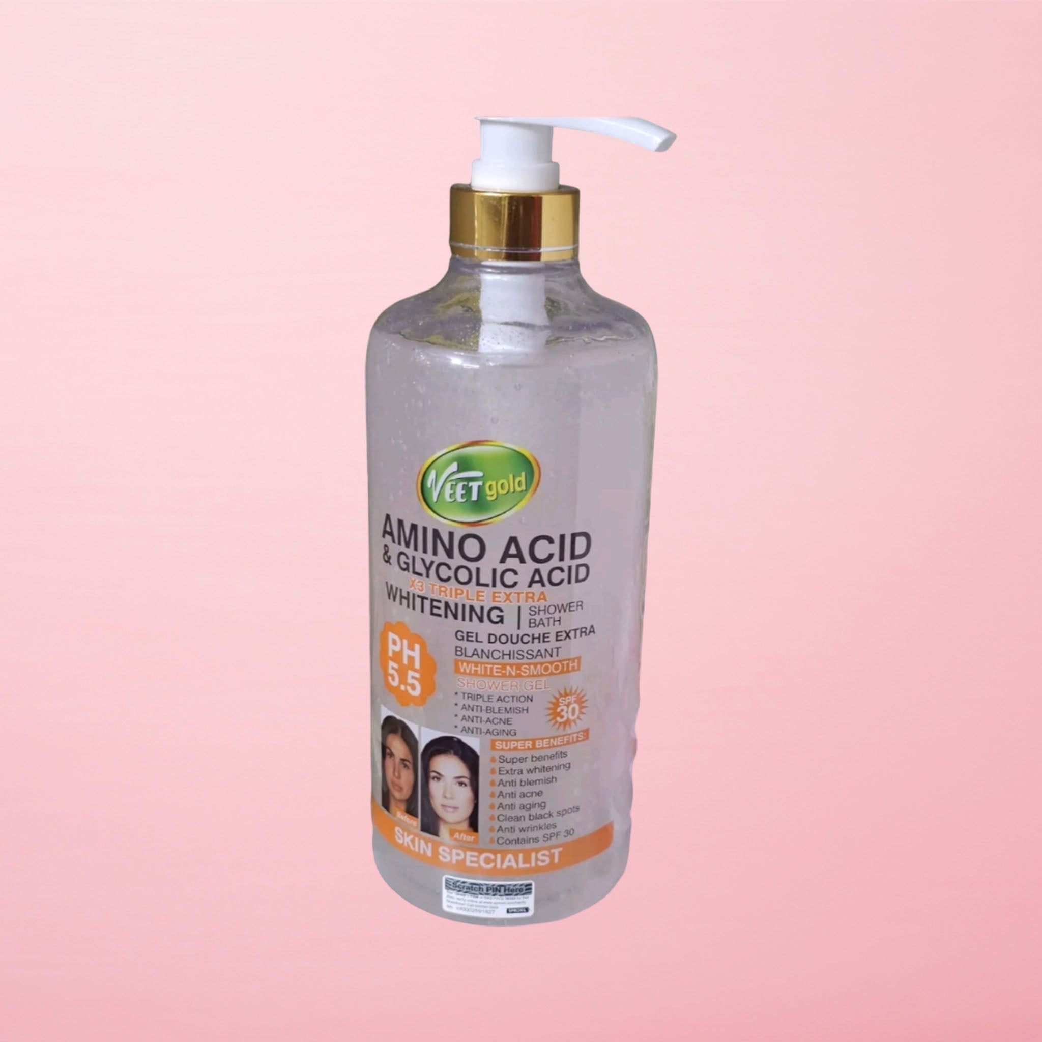 Veet Gold Triple Whitening Shower Gel with Amino Acid, Glycolic Acid &   jbeautys