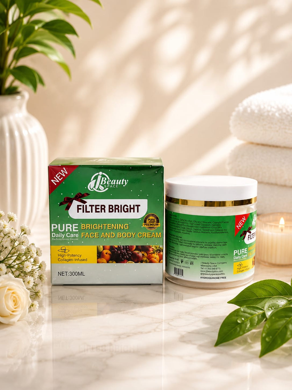 Jbeauty 100% Organic Filter Bright Ultra Whitening Body and Face  Cream.100% effective