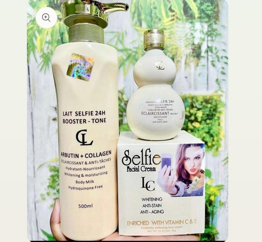 3 in 1 Lait Selfie 24H Booster Tone alpha arbutin & collagen set