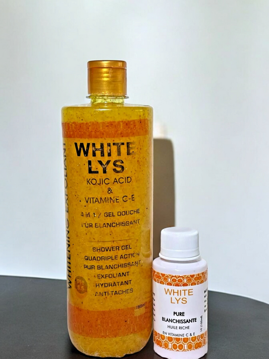 WHITE LYS PURE WHITENING OIL RICH IN VITAMIN C&E FAST ACTION & SHOWER GEL