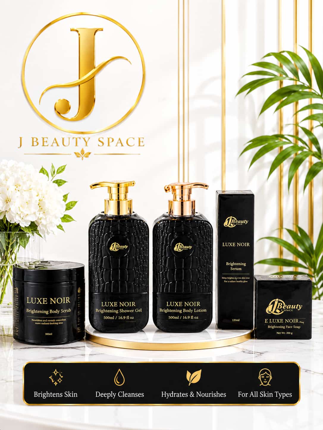 Anti-aging Luxe Noir Brightening Body set 4in1 100% organic and effective for all type of skin. Hydroquinone Free. 50+