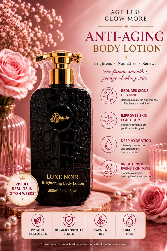 100% Organic Luxe Noir Anti-Aging Brightening Body lotion, Hydroquinone free Effective for all skin types