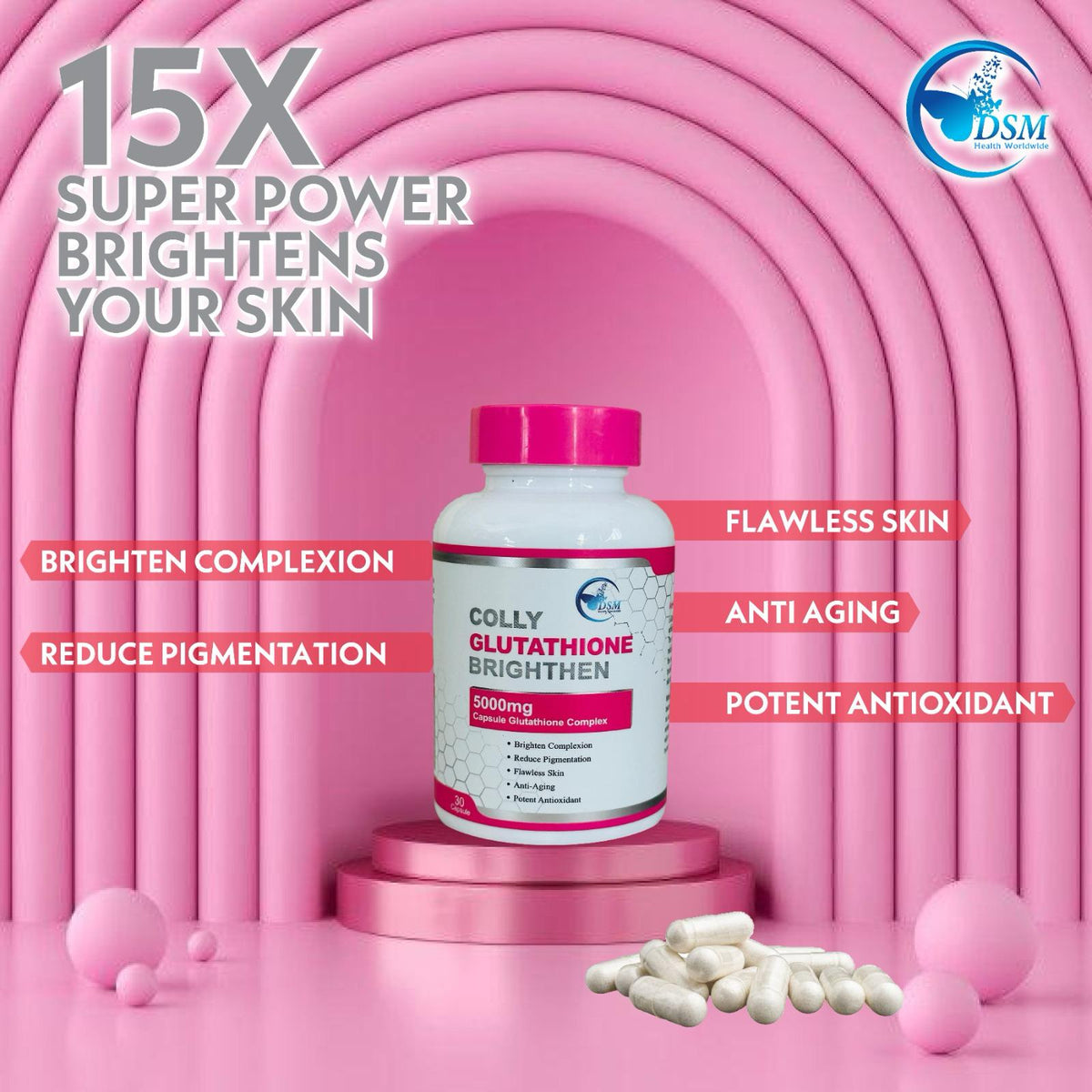 Phyto Colly Glutathione Brighten Skin 5000mg Anti-Aging Potent Antioxidant NEW