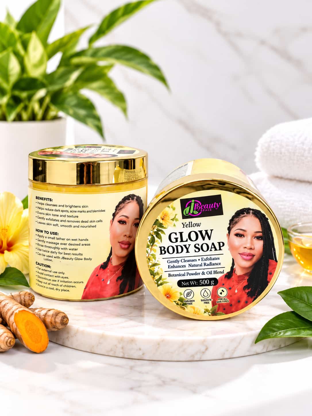 Yellow Tone Glow Brightening Body Soap  Spotcare All Skin Types Flawless Glow Support. 500g