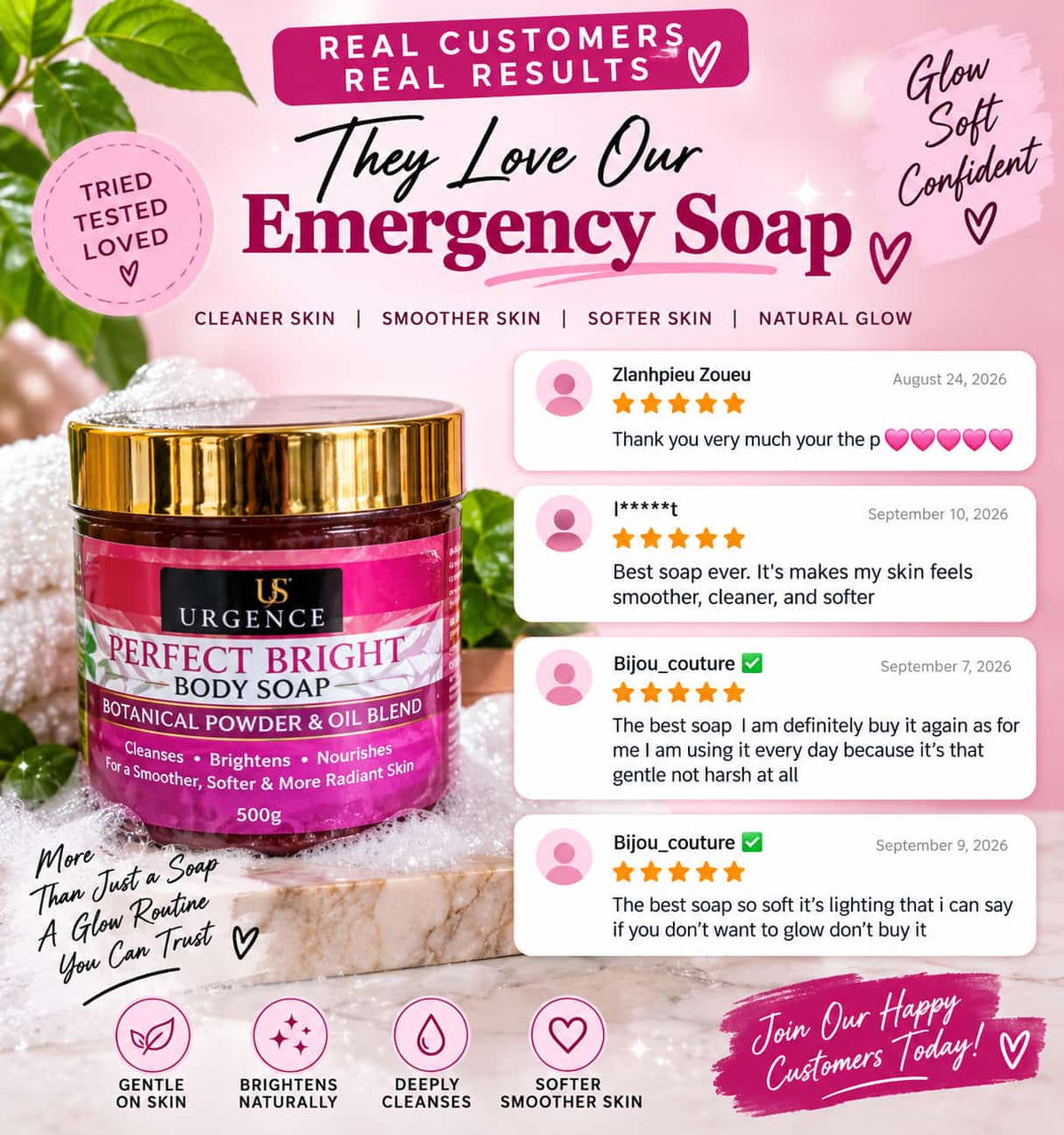 Perfec Bright Extra Skin Whitening Urgency Body Soap (500g) - for All Skin Types