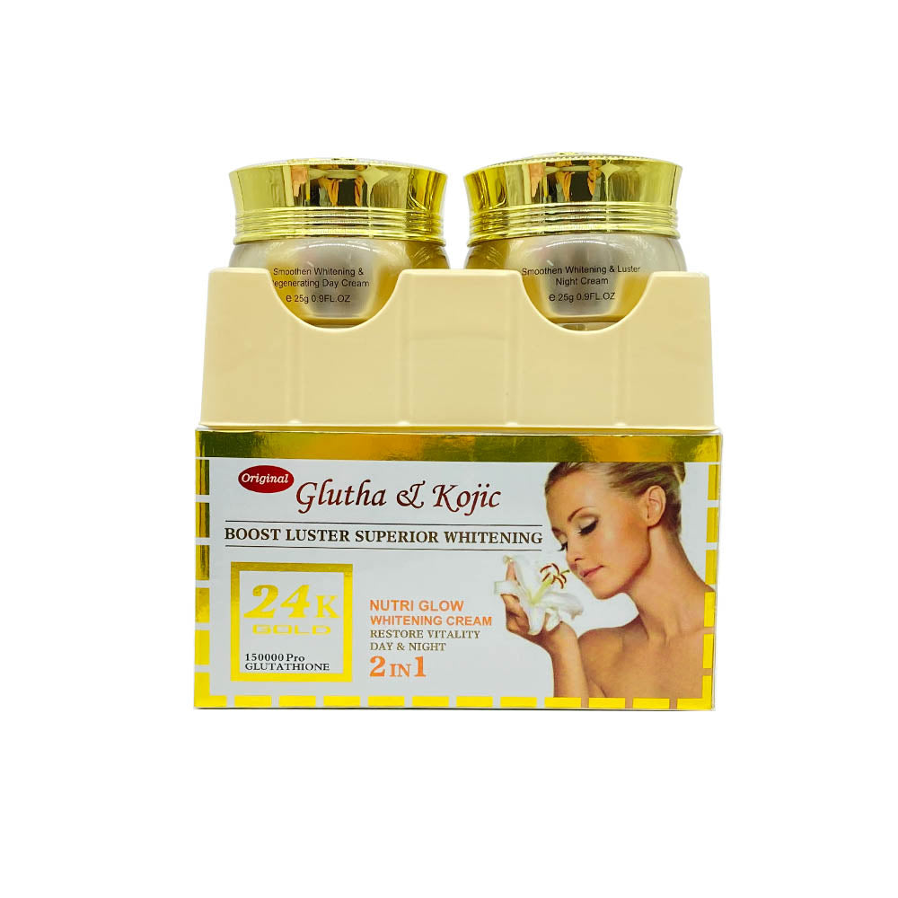 Glutha kojic whiteSuper Whitening 24K Gold Day and Night Face Beauty Cream Glutathion & Kojic Natural Glowing Skin Best Anti-aging Cream