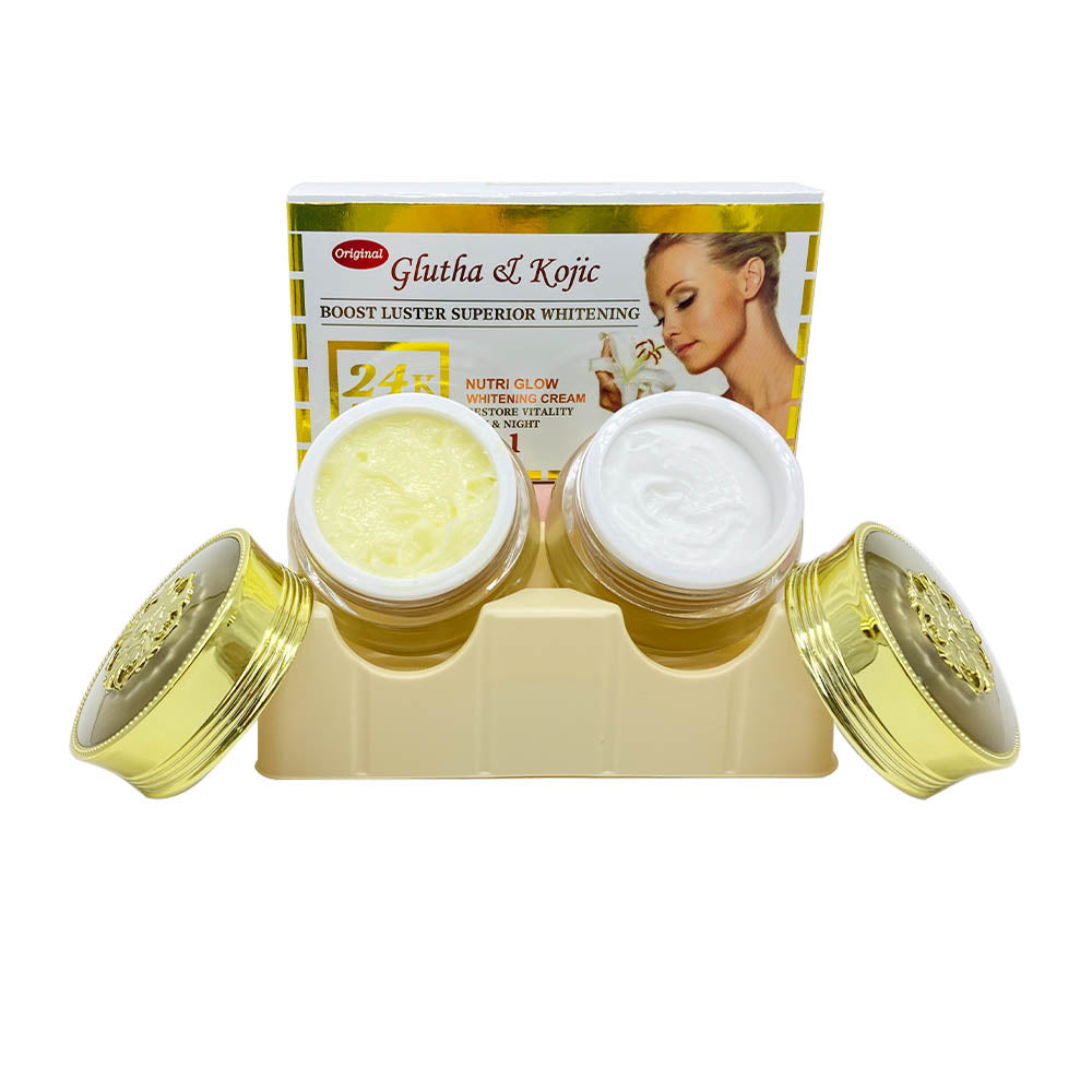 Glutha kojic whiteSuper Whitening 24K Gold Day and Night Face Beauty Cream Glutathion & Kojic Natural Glowing Skin Best Anti-aging Cream