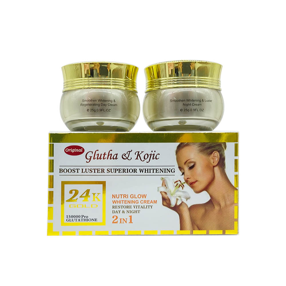 Glutha kojic whiteSuper Whitening 24K Gold Day and Night Face Beauty Cream Glutathion & Kojic Natural Glowing Skin Best Anti-aging Cream