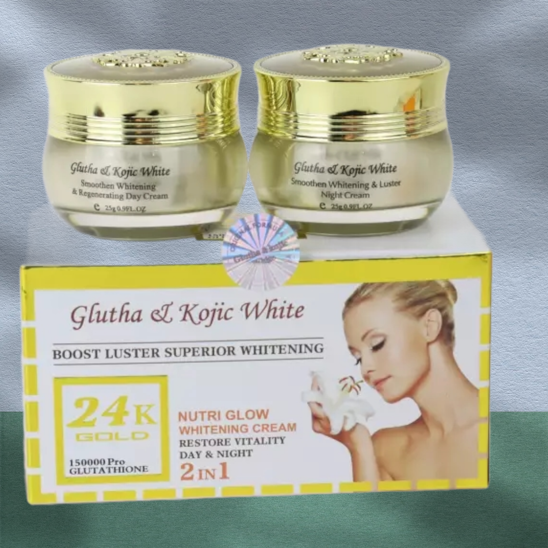 Glutha kojic whiteSuper Whitening 24K Gold Day and Night Face Beauty Cream Glutathion & Kojic Natural Glowing Skin Best Anti-aging Cream